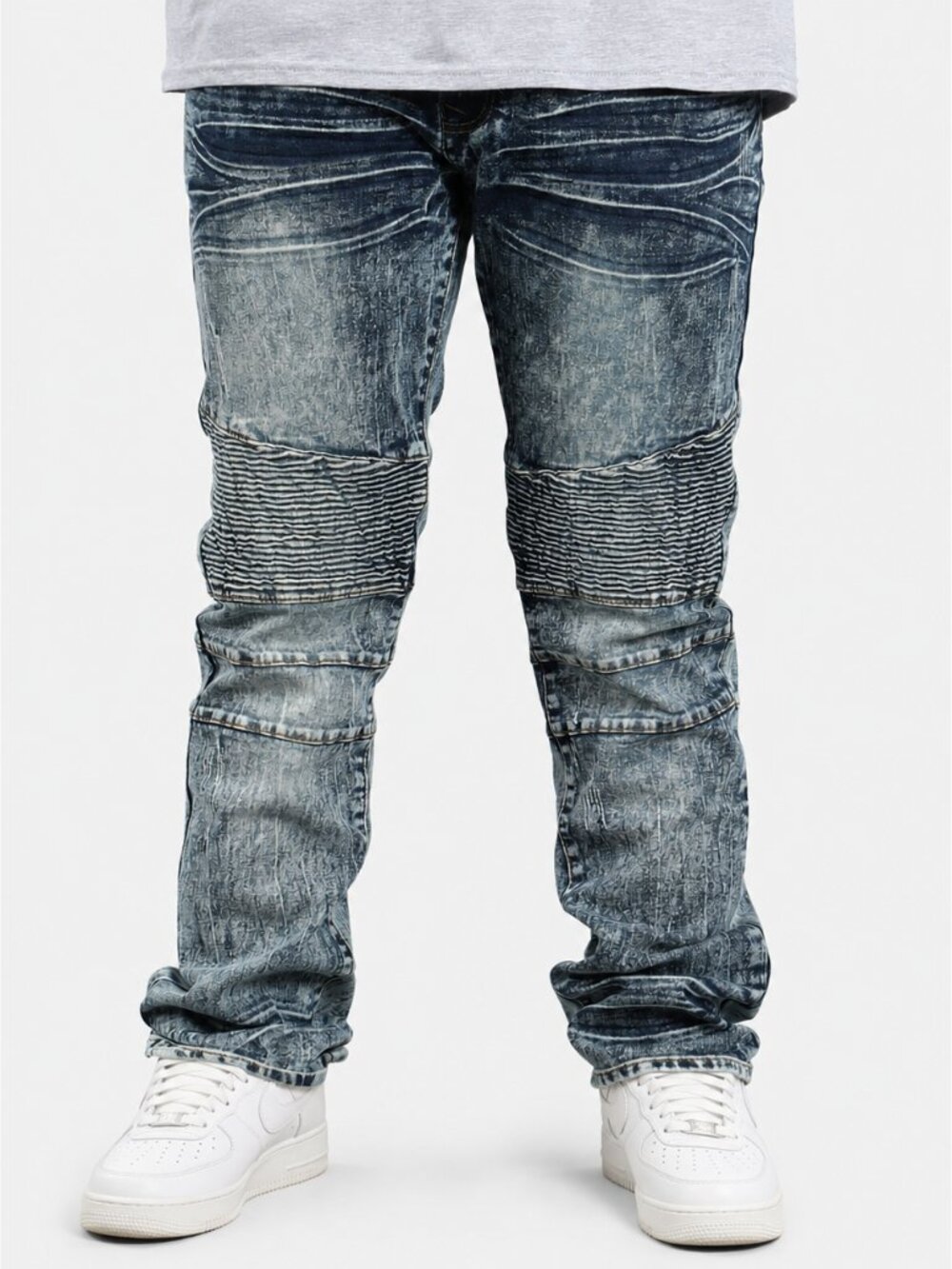 Road Narrows Moto Jeans Size 40 Stretch Acid Wash Distressed Denim